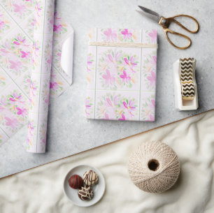 Moderne Aquarell-Boho-Violette Blumen Elegant Geschenkpapier