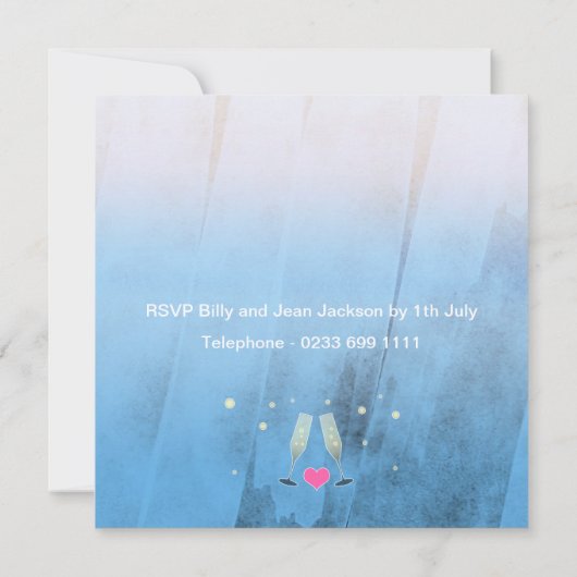 Moderne Aquarell Champagner-Verlobung Einladung (Rückseite)