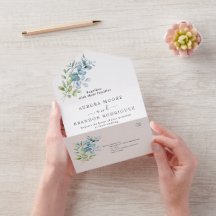 Moderne Aquarell-Eukalyptus-Grün-Hochzeit