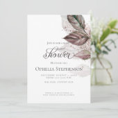 Moderne Aquarell Glitzer Foliage Babydusche Einladung (Stehend Vorderseite)