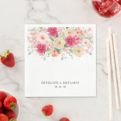 Moderne Aquarell-Hochzeit mit hellrosa Blumenmotiv Serviette (Beispiel)