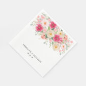 Moderne Aquarell-Hochzeit mit hellrosa Blumenmotiv Serviette (Ecke)