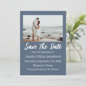 Moderne Aquarell-Küstenlandschaft Hochzeit Save The Date (Stehend Vorderseite)