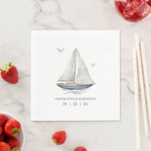 Moderne Aquarell-Küstenlandschaft Hochzeit Serviette (Beispiel)
