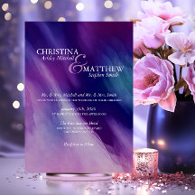 Moderne Aquarell-Lila-Navyblaue Hochzeit