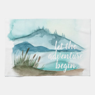 Moderne Aquarell-Natur Lasst das Abenteuer beginne Geschirrtuch