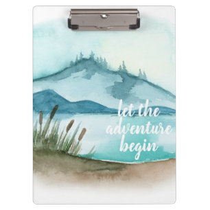 Moderne Aquarell-Natur Lasst das Abenteuer beginne Klemmbrett