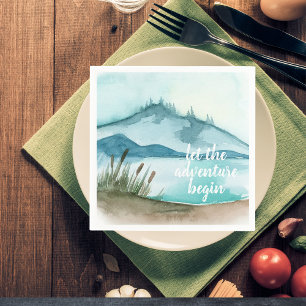 Moderne Aquarell-Natur Lasst das Abenteuer beginne Serviette