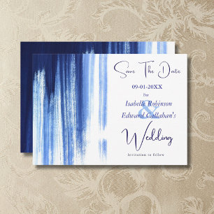 Moderne Aquarell-Navy-Pinselstreifen Save The Date