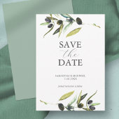 Moderne Aquarell-Olivenzweig-Hochzeitseinladung zu Save The Date
