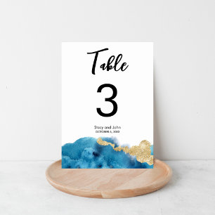 Moderne Aquarell-Ozean-Insel-Hochzeit Tischnummer
