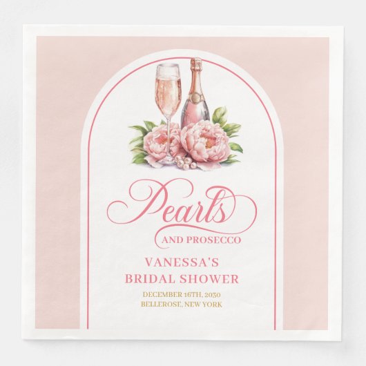 Moderne Aquarell-Perlen Brautdusche Servietten (Vorderseite)