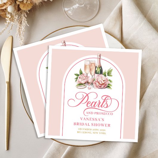 Moderne Aquarell-Perlen und Prosecco-Dusche Serviette