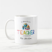 Moderne Aquarell-Regenbogen-Lehrerdankeschön Kaffeetasse (Links)