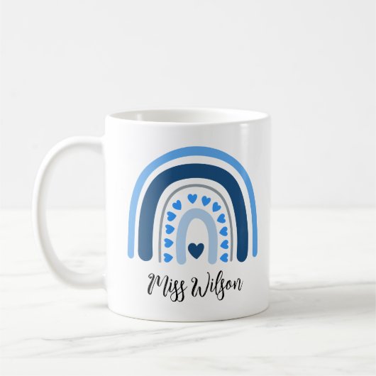 Moderne Aquarell-Regenbogen-Lehrkraft Kaffeetasse (Links)
