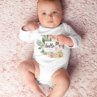 Moderne Aquarell-Rosa-Blumen & Hallo & Name