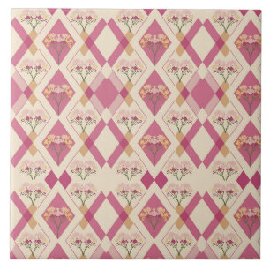 Moderne Aquarell-Rosa-Gelb-Blumen4 Fliese