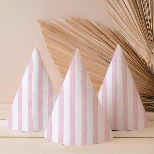 Moderne Aquarell-Rosa-Gestreift Partyhütchen
