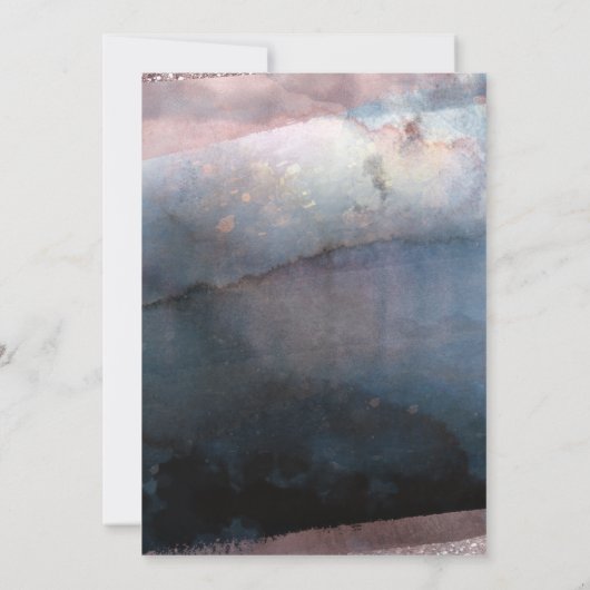 Moderne Aquarell-Rose Gold & Blue Brautparty Einladung (Rückseite)