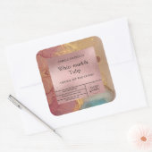 Moderne Aquarell Rose Gold Luxus Candle Label Quadratischer Aufkleber (Umschlag)