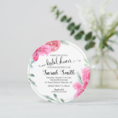 Moderne Aquarell-Rose Rosa Azalea Einladung (Stehend Vorderseite)