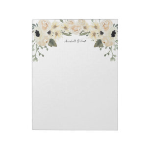 Moderne Aquarell-Rosengarten-Blumen-Grün Notizblock