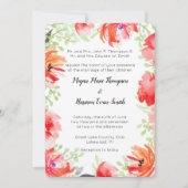 Moderne Aquarell Rote Blume Einladung Hochzeit (Vorderseite)