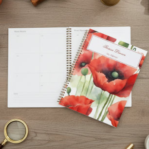 Moderne Aquarell-Rote Mohnblumen Planer