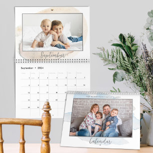 Moderne Aquarell-Splash-Familienfoto 2026 Kalender