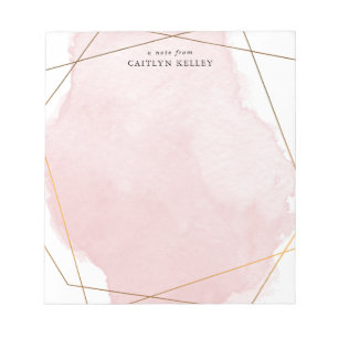 Moderne Aquarell-Splash-, Gold- und Pink-Personali Notizblock