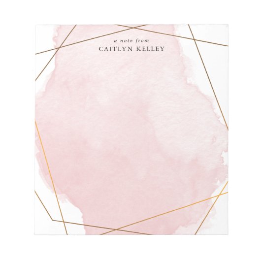 Moderne Aquarell-Splash-, Gold- und Pink-Personali Notizblock (Vorderseite)