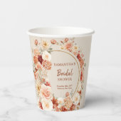 Moderne Aquarell Terracotta Bordeaux Blütenblüte Pappbecher (Rückseite)