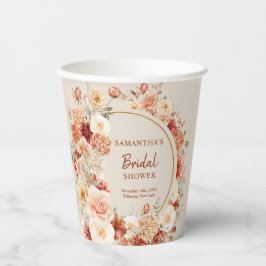 Moderne Aquarell Terracotta Bordeaux Blütenblüte Pappbecher