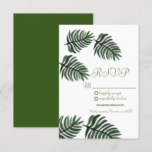 Moderne Aquarell-Tropenbotanik Palmwedel RSVP Einladung