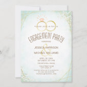 Moderne Aquarell-Verlobung Rings Aquamarin Geometr Einladung (Vorderseite)