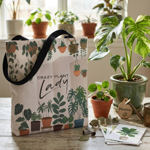 Moderne Aquarell Verrückte-Pflanzen-Dame Zimmerpfl Tasche