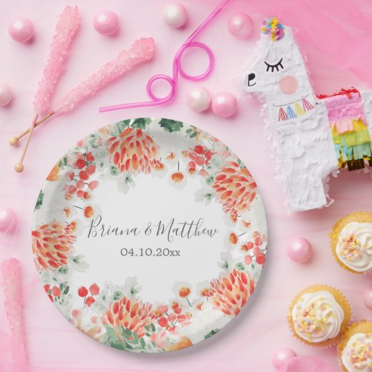 Moderne Aquarell-Wildblumen Trendfarben Pappteller (Party)