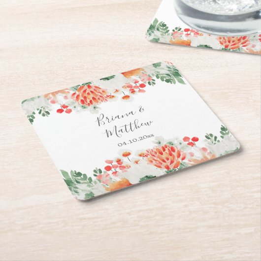 Moderne Aquarell-Wildblumen Trendfarben Rechteckiger Pappuntersetzer (angewinkelt)