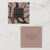 Moderne Aquarell-Wirbel Rose und Schwarz Quadratische Visitenkarte (Vorne/Hinten)