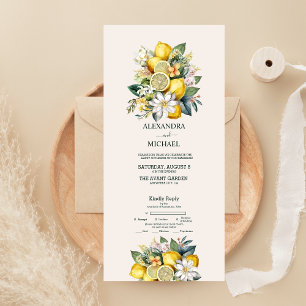 Moderne Aquarell-Zitrus-Limonien-Hochzeit All In One Einladung