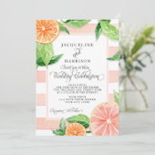 Moderne Aquarell-Zitrusfrucht-rosa Einladung (Stehend Vorderseite)