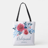 Moderne Aquarellbäder Rote Rose Blumenbräune Tasche (Rückseite)