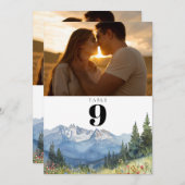 Moderne Aquarellbahn Foto Tischnummer (Vorne/Hinten)