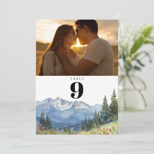 Moderne Aquarellbahn Foto Tischnummer (Stehend Vorderseite)