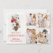 Moderne Aquarellbahn Holiday Foto Collage Weihnach Karte (Vorderseite)