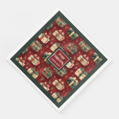 Moderne Aquarellbahn Holiday Red Green Napkins Ges Serviette (Ecke)
