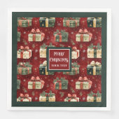 Moderne Aquarellbahn Holiday Red Green Napkins Ges Serviette (Vorderseite)