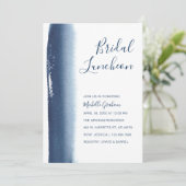 Moderne Aquarellbahn Navy Blue Bridal Luncheon Einladung (Stehend Vorderseite)