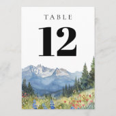 Moderne Aquarellbahn Wildblume Tischnummer (Rückseite)