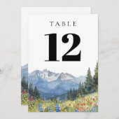 Moderne Aquarellbahn Wildblume Tischnummer (Vorne/Hinten)